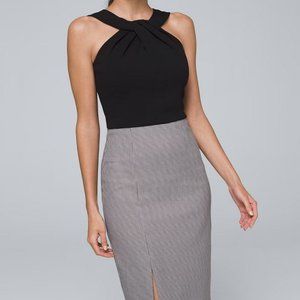 SOLD NWT White House Black Market Houndstooth Sheath Dress with Twixt Neckline